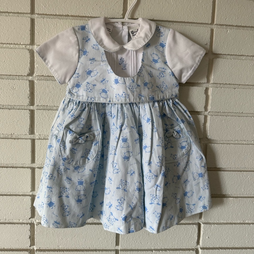 Vintage blue floral classic dress